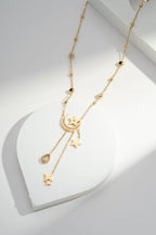 Collier doré céleste lune et étoiles en acier inoxydable