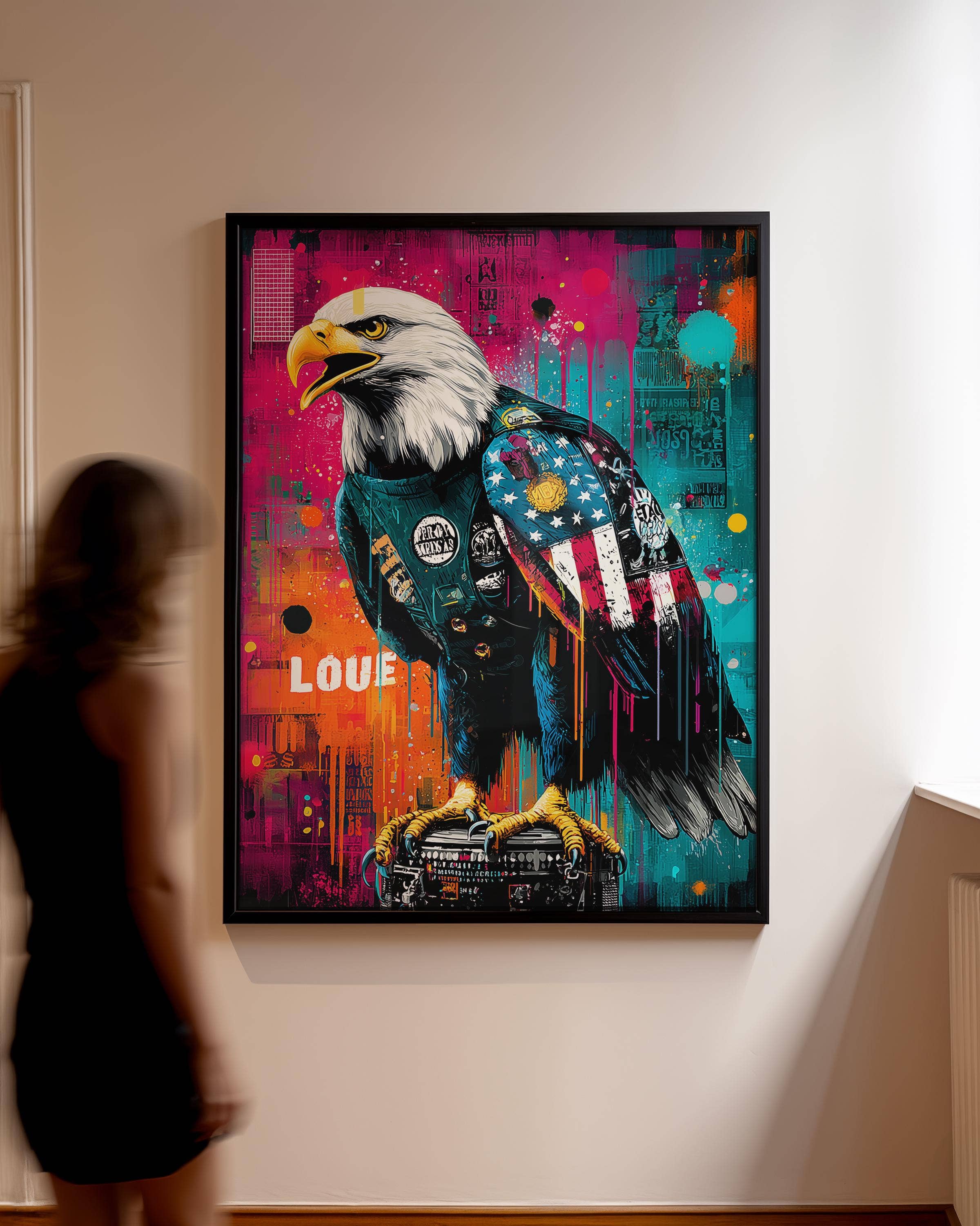 Art mural - Aigle chauve pop art