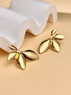 Boucles d’Oreilles Feuille Femme Acier Inoxydable Doré