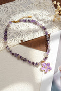 Collier pierre naturelle améthyste violettes pendentif fleur