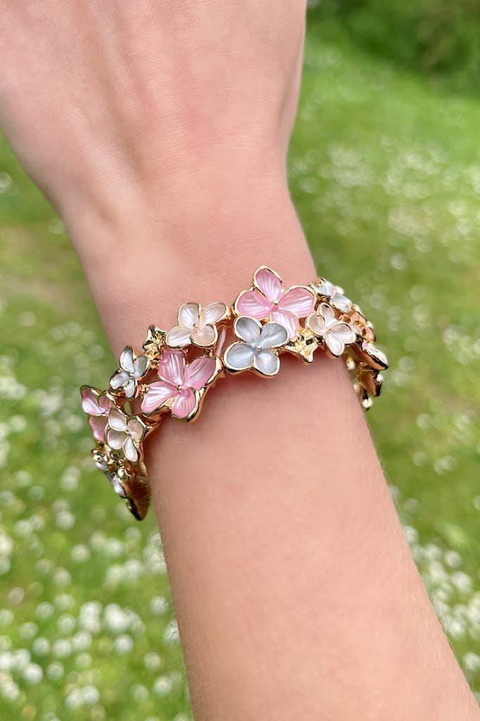 Bracelet fleurs coloré avec élastique 324CP22