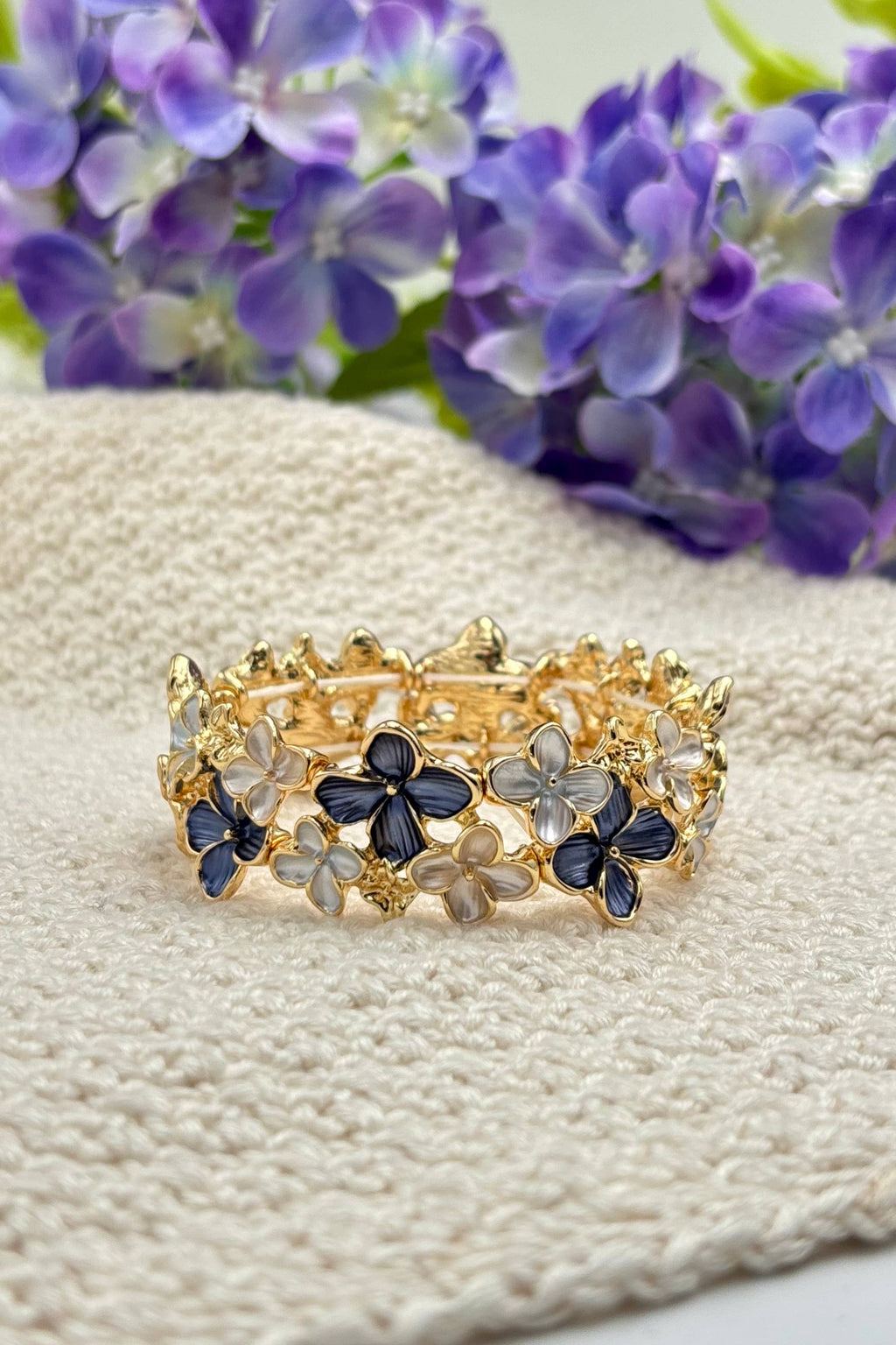 Bracelet fleurs coloré avec élastique 324CP22