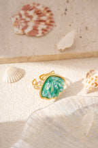 bagues coquillage résine nacrée doré été ajustables