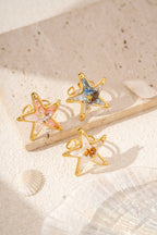 Bague étoile de mer résine doré été tendance ajustable