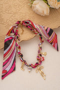Collier Tressé Multicolore – Acier Inoxydable et Charms Doré