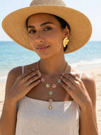Collier Soleil Multicolore Émaillé en Acier Inoxydable