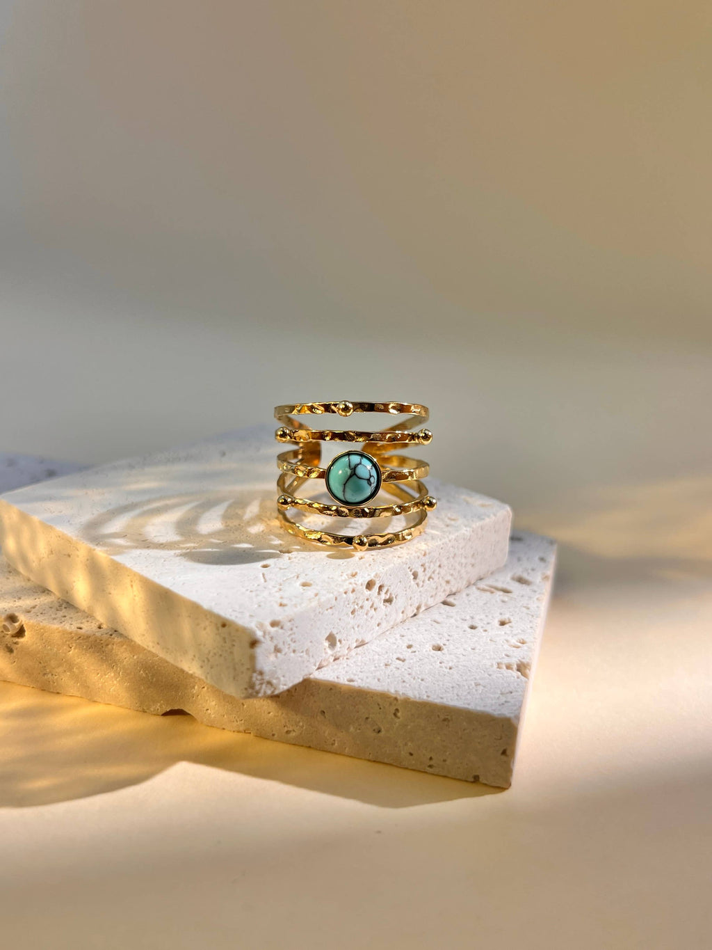 Bague en acier inoxydable multi rangé en pierre réglable
