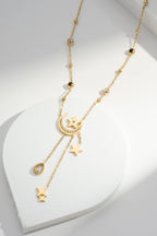 Collier doré céleste lune et étoiles en acier inoxydable