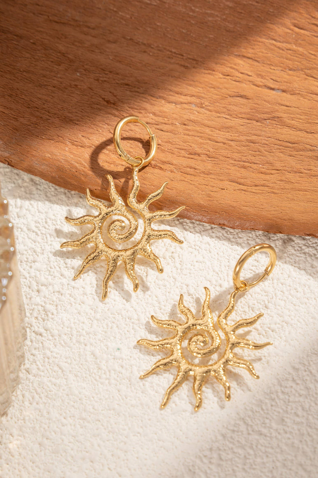 Boucles d’Oreilles Créoles Soleil Dorées Acier Inoxydable