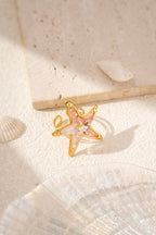 Bague étoile de mer résine doré été tendance ajustable