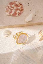 bagues coquillage résine nacrée doré été ajustables