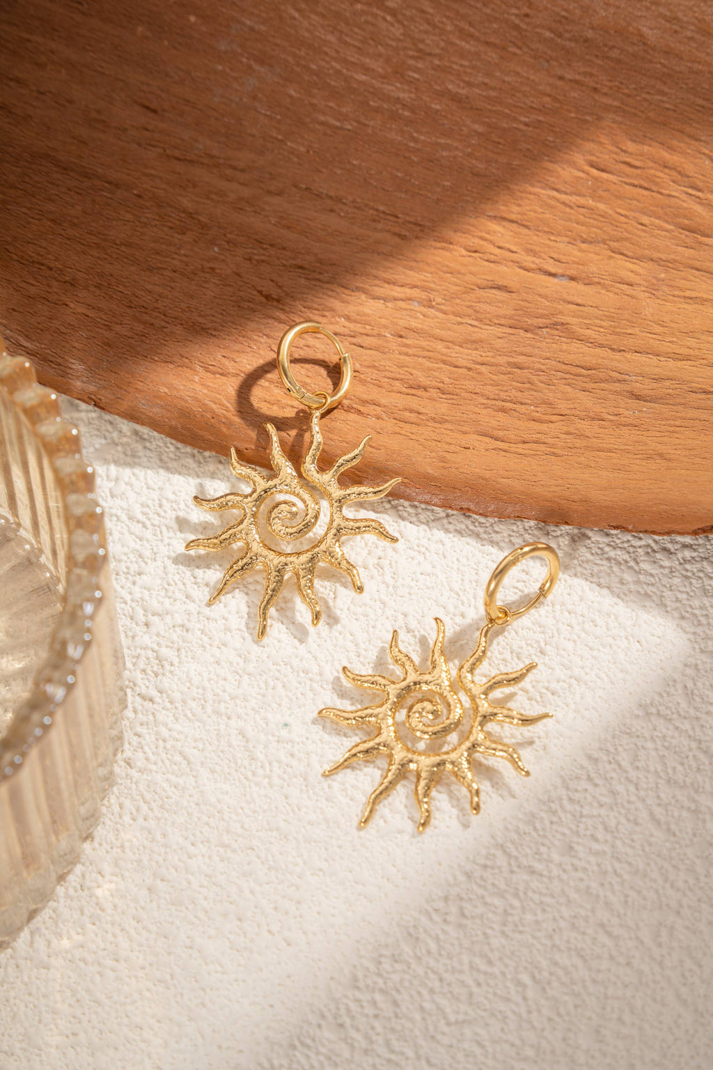 Boucles d’Oreilles Créoles Soleil Dorées Acier Inoxydable
