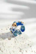 Bague résine cœur doré acier inoxydable colorée