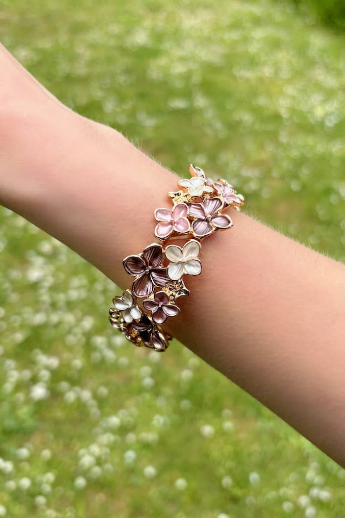 Bracelet fleurs coloré avec élastique 324CP22