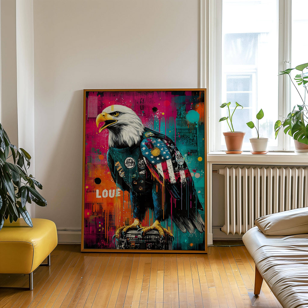 Art mural - Aigle chauve pop art